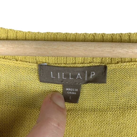 Anthropologie Cotton Linen Striped V Neck Lightweight Sweater Tunic Top Yellow L - Picture 4 of 8